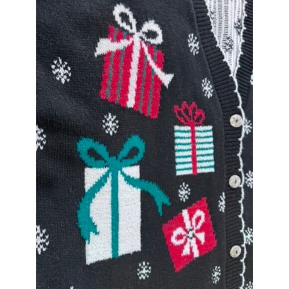 VINTAGE"NUTCRACKER" Teddy Bear,Button Up, Cardigan Sweater, Grandma,Classic,Ugly - Picture 6 of 10